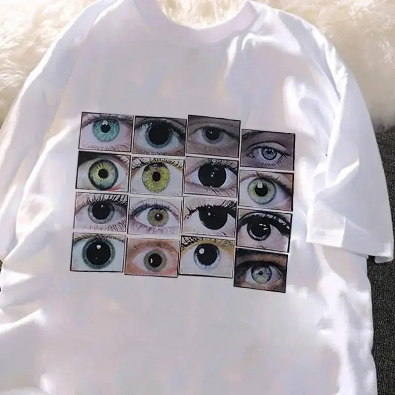 Eyes Printed Harajuku Y2K T-shirt Hip Hop Street Dress T-shirt Casual Loose Cottont  Shirt Fashion Gothic Tops Unisex