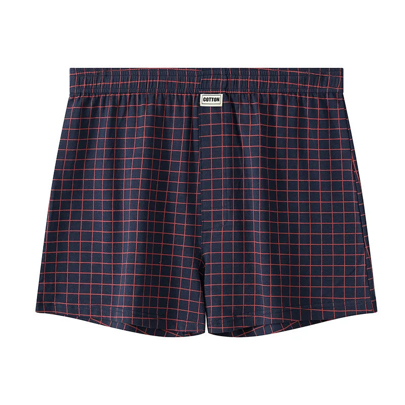 Men's Aro Shorts Underwear Fashion Plaid Boxers Cotton Loose Thin Breathable Underpants Pouch Home Pajamas Knickers Slip Homme
