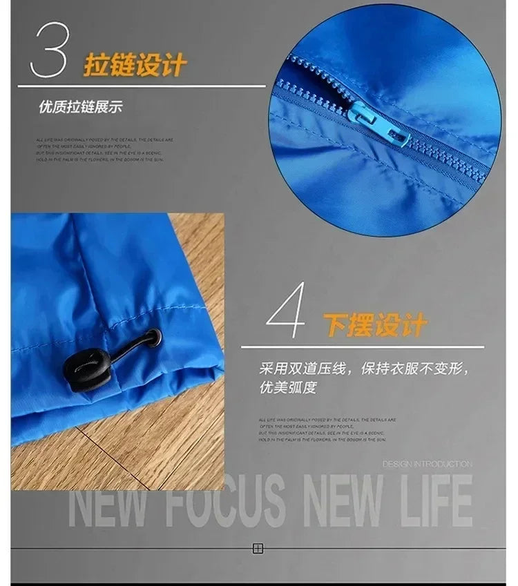 2026 New European and American Men's Fashion Jacket, Windproof and Waterproof Zipper Hooded Overcoat, Spring and Winter Outdoor