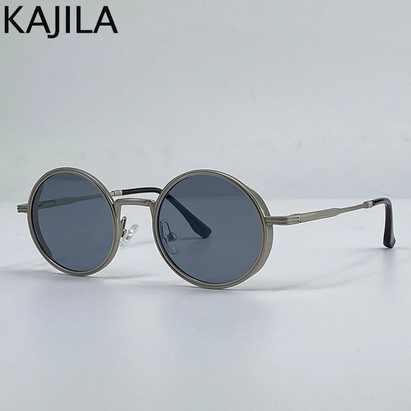 Vintage Small Frame Round Steampunk Sunglasses Men 2026 Luxury Brand Classic Metal Punk Sun Glasses For Women Driving Eyewear