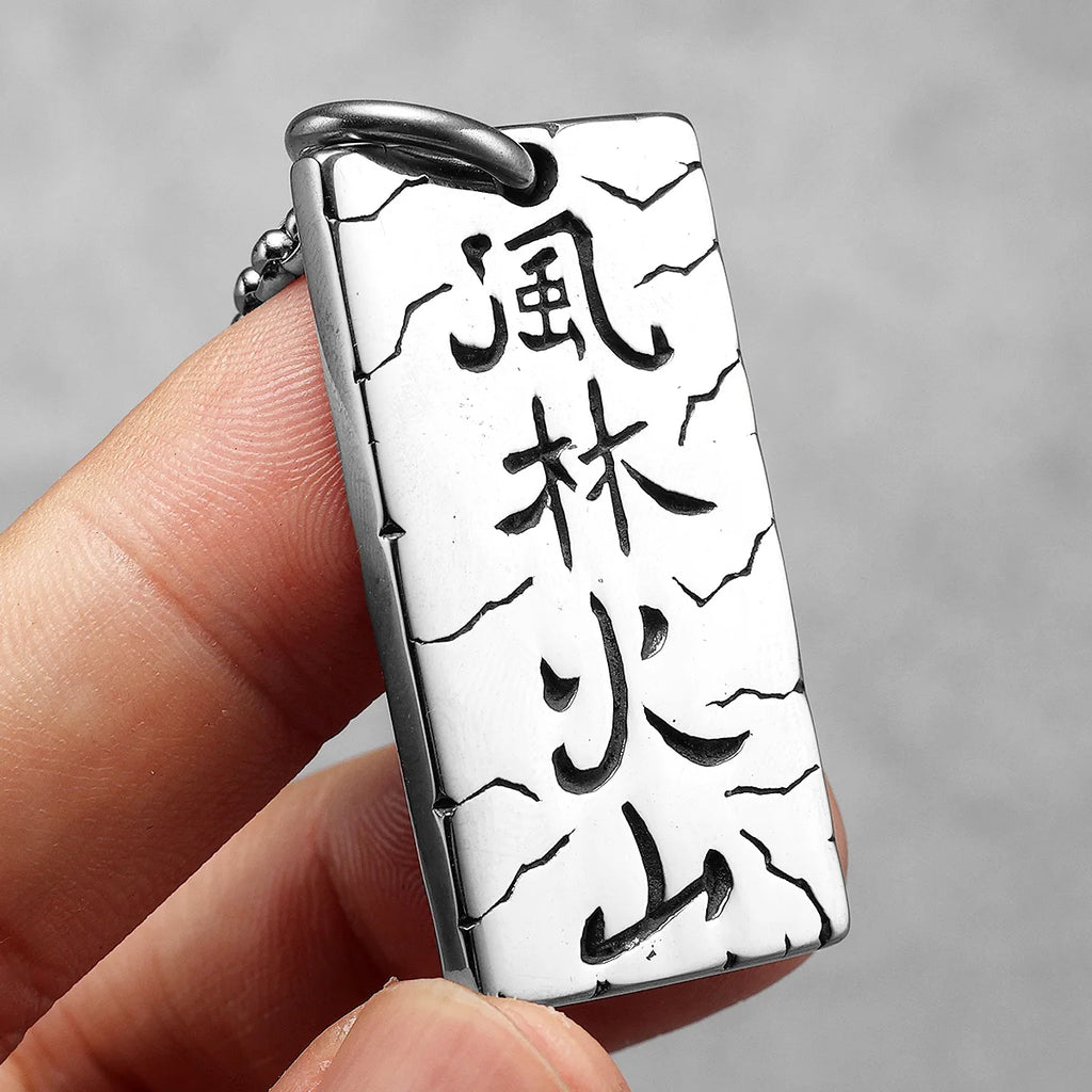 Sun Tzu's Art of War Furinkazan Stainless Steel Men Necklaces Pendant Chain Punk Rock Vintage For Women Jewelry Gifts Wholesale