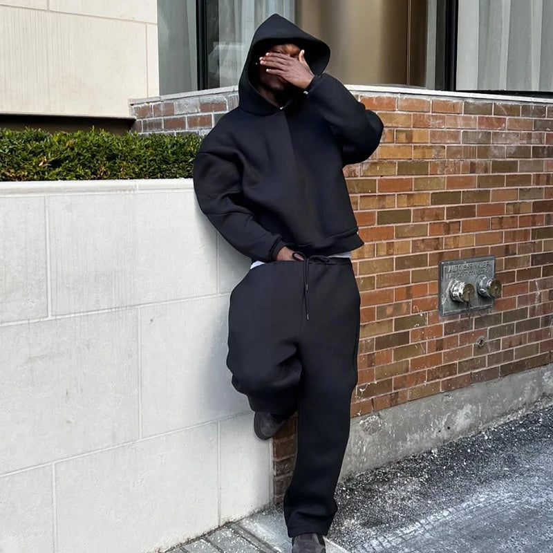 Hoodies Men Solid Color Autumn And Winter Gothic Casual Fashion Pullovers Loose Hip Hop Sweatshirt Long Sleeve Commuting Routine