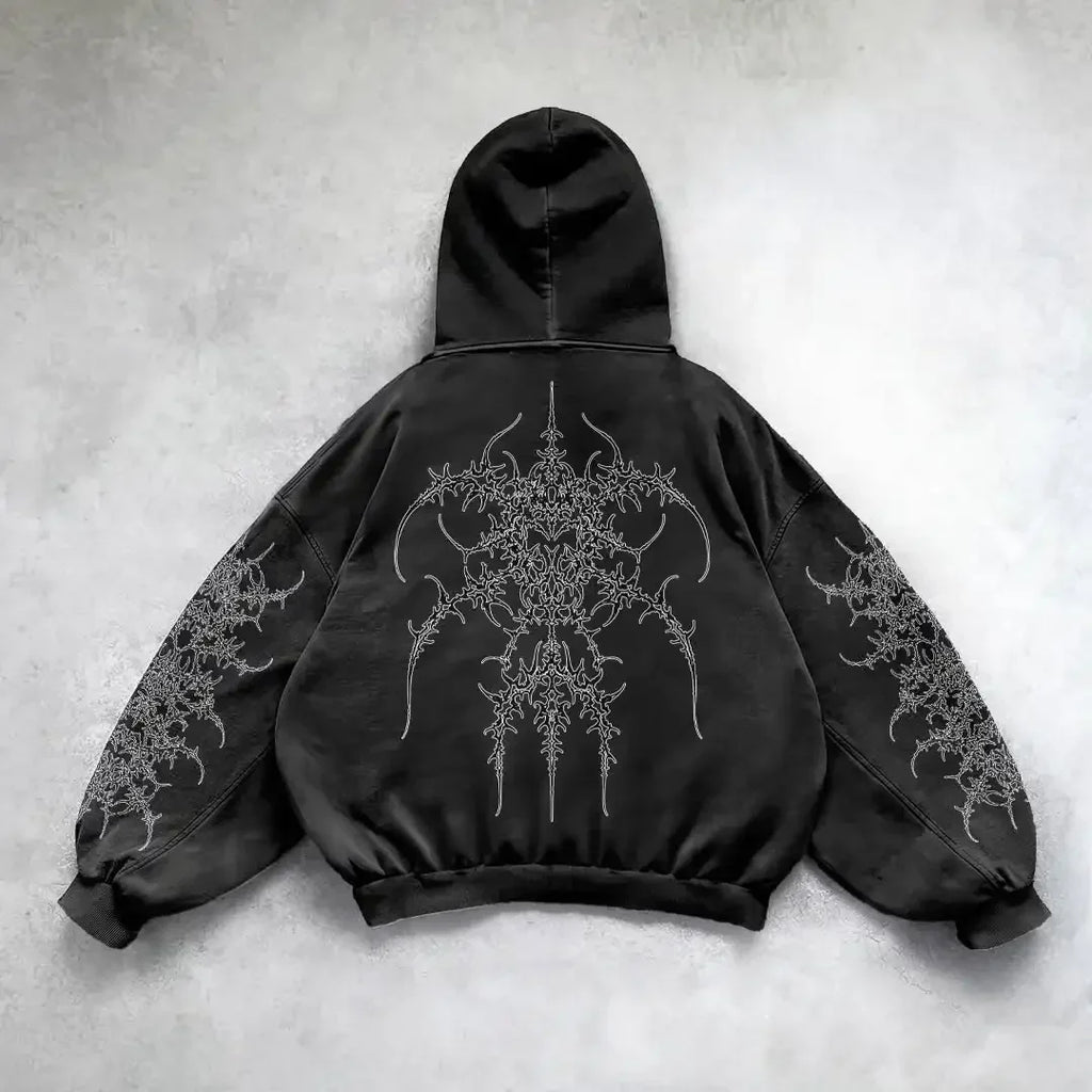 Y2k gothic dark female warrior hoodies men oversized sweatshirt couples punk tops streetwear goth harajuku women men clothing