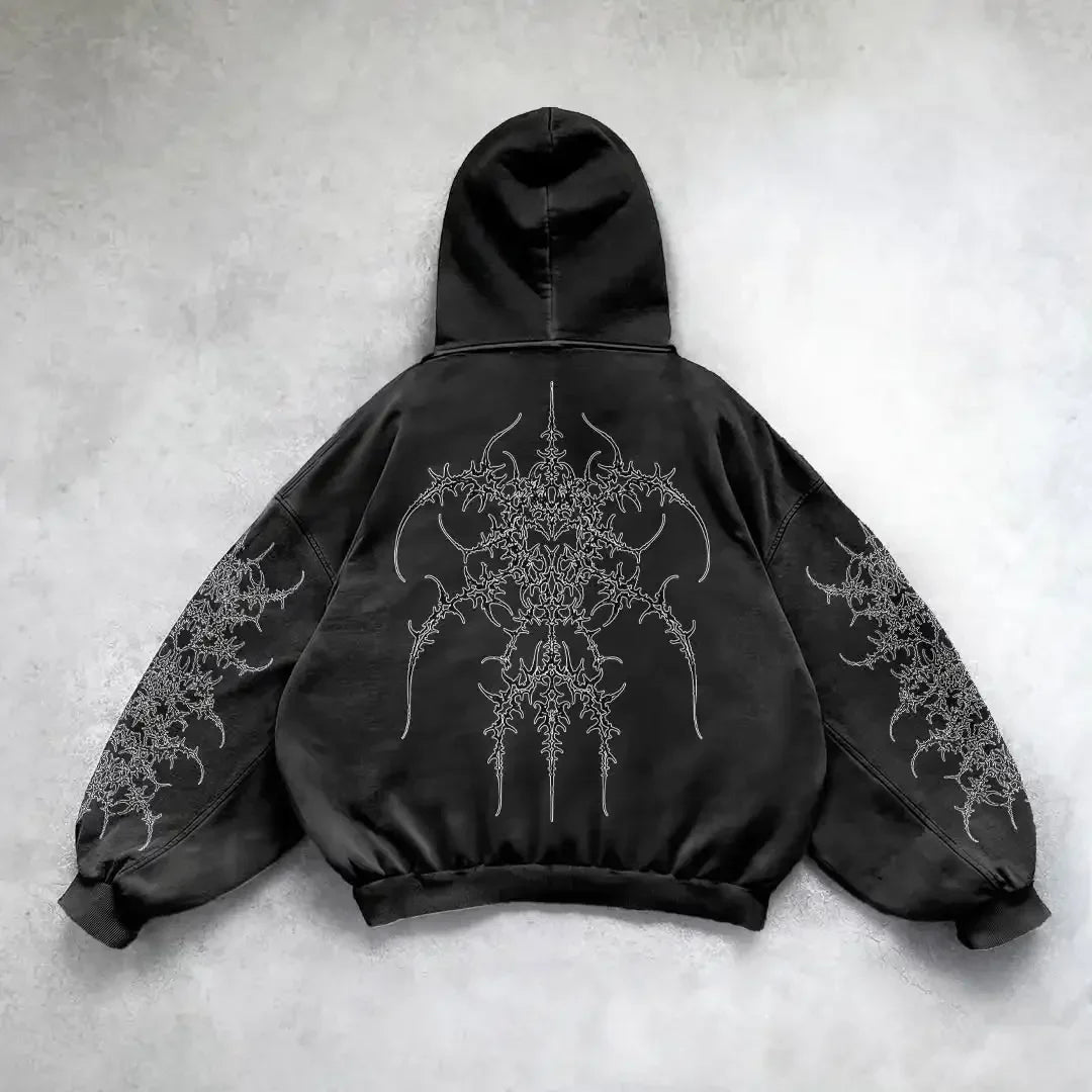 Y2k gothic dark female warrior hoodies men oversized sweatshirt couples punk tops streetwear goth harajuku women men clothing