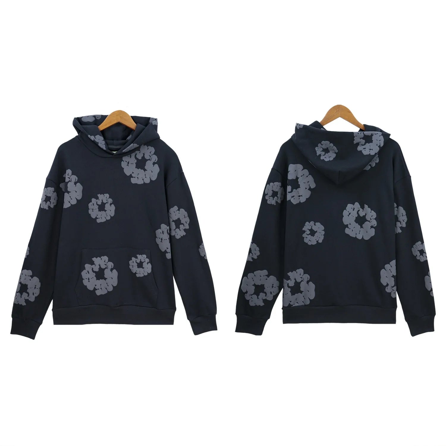 DENIM TEARSTHoodie Cross border European and American Hot selling Cotton Foam Printed Tears Hoodie Men's and Women's Hoodies