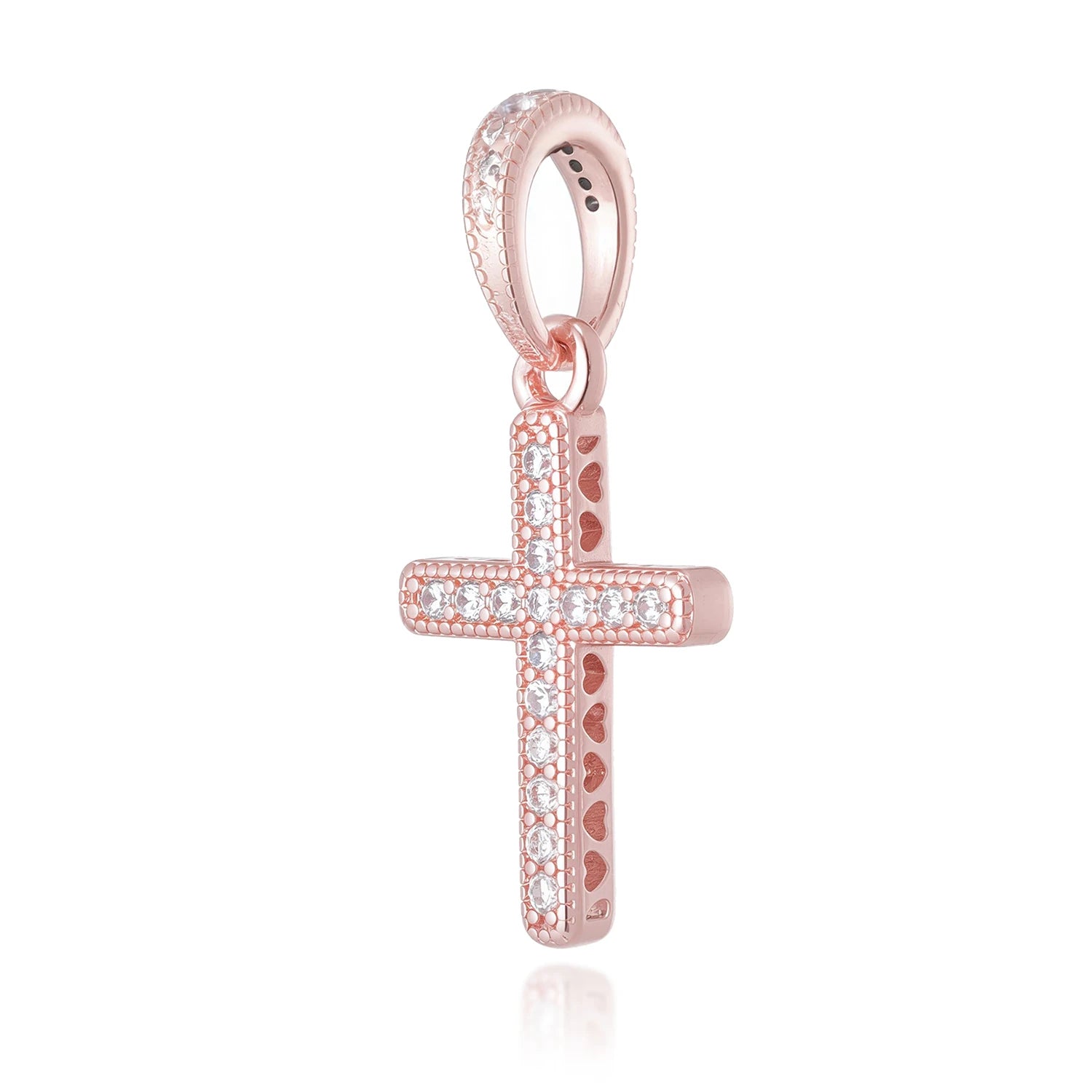 Sparkling CZ Cross Pendant Charm for Bracelet Necklace, 925 Sterling Silver Plated, Religious DIY Jewelry Gift for Women Men