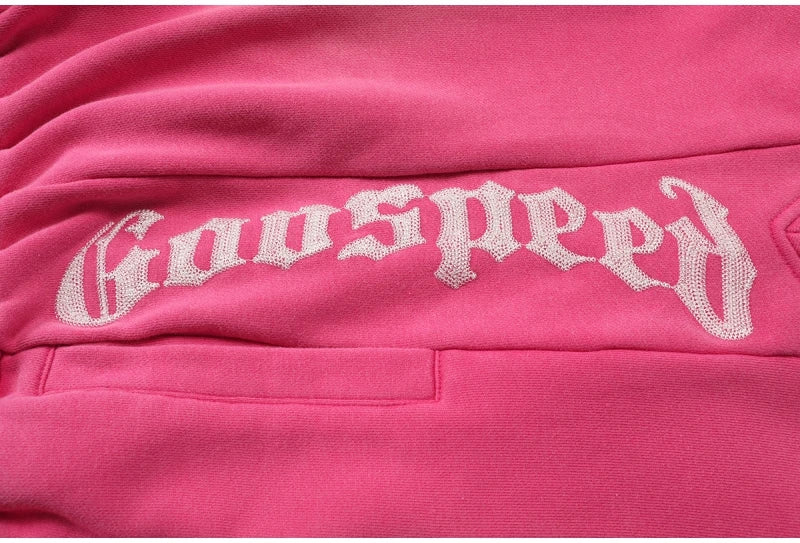 Godspeed American High Street Summer Sport Casual Embroidered Heavy Wa Pure Cotton Dstring orts Straight Leg Pants
