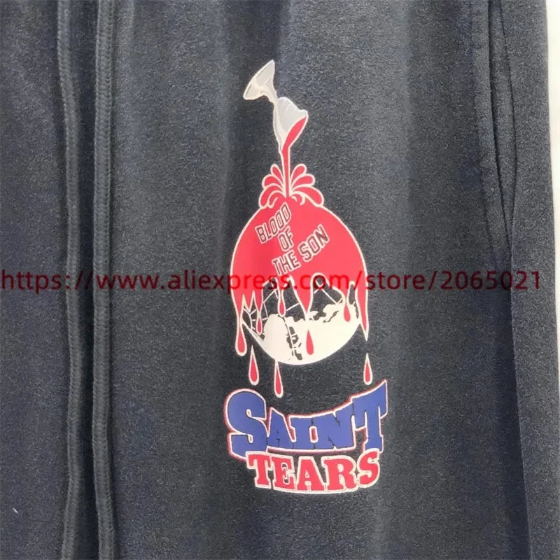 Sanskrit Printing Apricot Saint Sweatpants Men Women Jogger Drawstring Pants