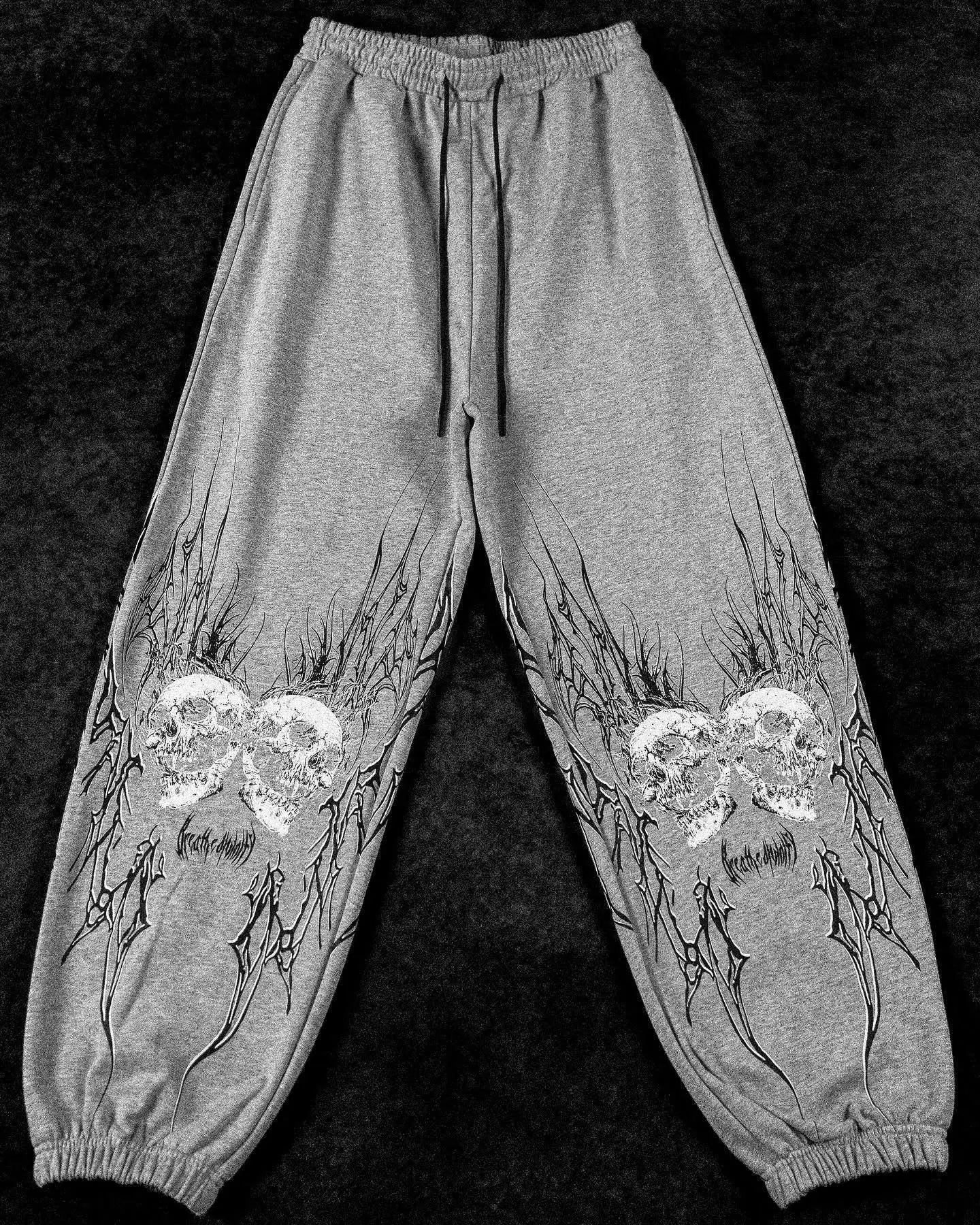 Streetwear Vintage Dark Punk Clothes High Street New Y2k Hip-Hop Street Dance Pants Casual Oversized Workwear Straight Leg Pants