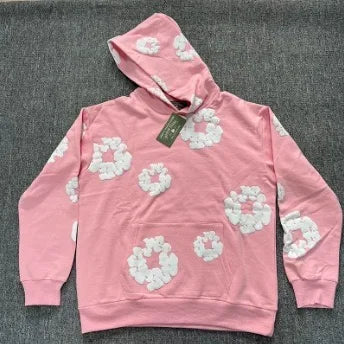 DENIM TEARSTHoodie Cross border European and American Hot selling Cotton Foam Printed Tears Hoodie Men's and Women's Hoodies
