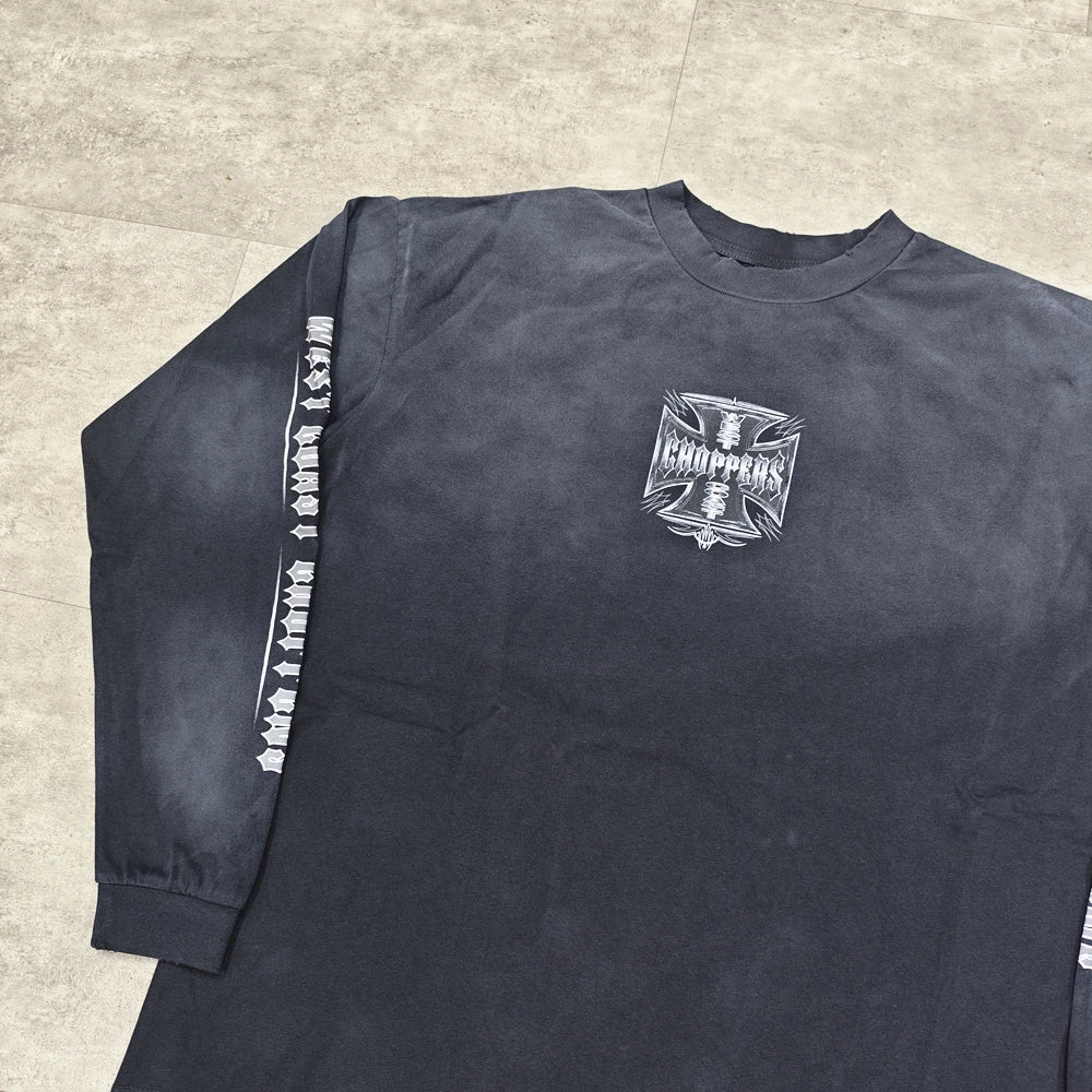 Yao Fashion Streetwear Luxuy Vintage Loose Baggy High Street Sport Autumn High Qualit Cotton Long Sleeve T Shirt For Men Unisex