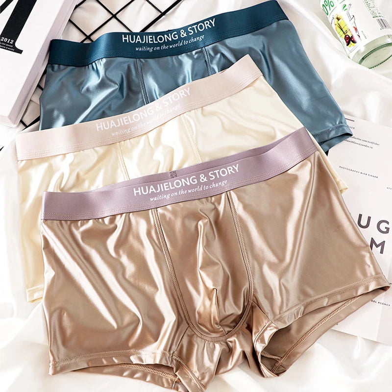 EXILIENS Soft Gloss 1pcs/3pcs Boxer Men Underwear Hot Underpant Mens Boxers Masculinas BoxerShorts Man Panties Size L-3XL A6505