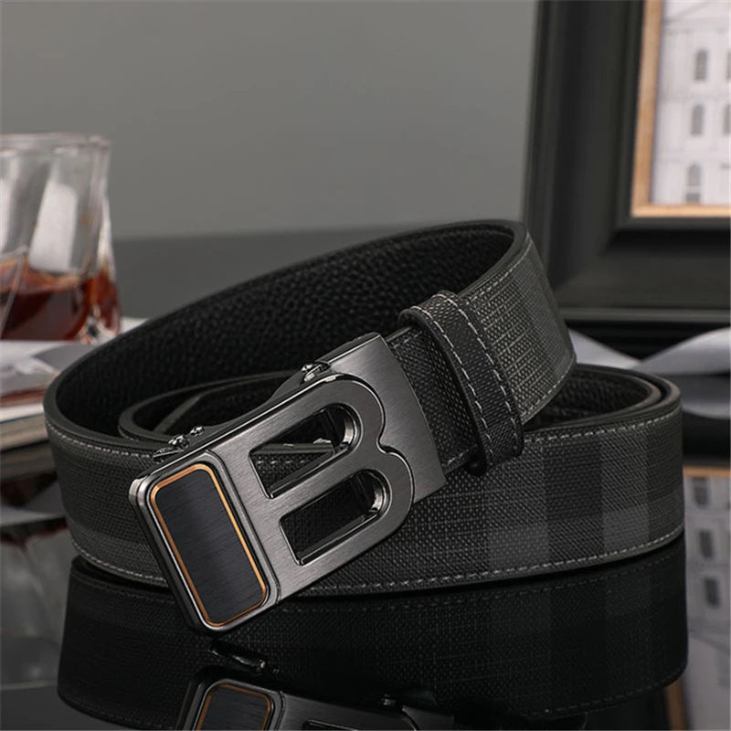 High Quality Luxury Brand Designer Canvas Belts Male Automatic B Buckle Men belts Genuine Leather Belt for men Strap for Jeans