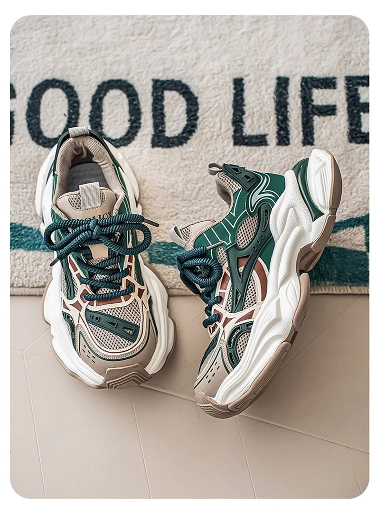 Men's Black Samurai Shoes Soft Bottom Anti-Slip Sports Running Casual Travel Heightening Dad Trendy Shoes Comfortable Breathable