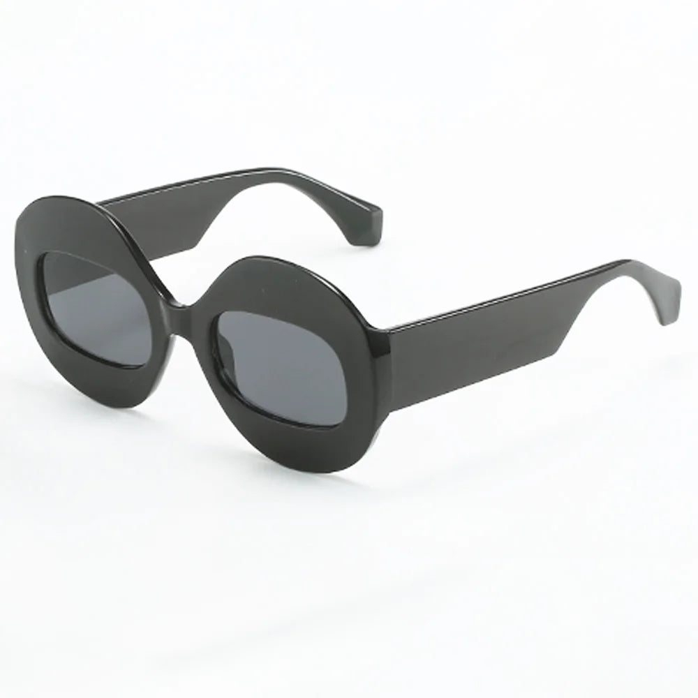 Trendy Hip-hop Men Women Personalized Sunglasses Transparent Two-color Sunglasses Oval Frame Sunglasses Large-sized Glasses