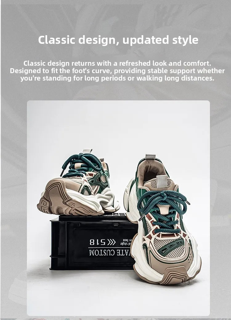 Men's Black Samurai Shoes Soft Bottom Anti-Slip Sports Running Casual Travel Heightening Dad Trendy Shoes Comfortable Breathable