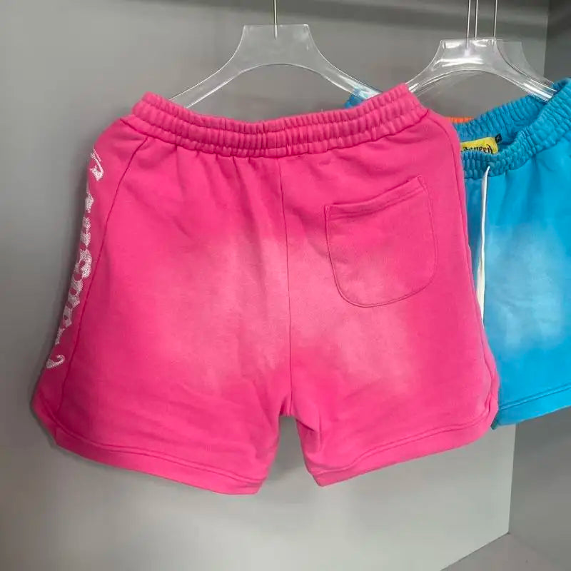 Godspeed American High Street Summer Sport Casual Embroidered Heavy Wa Pure Cotton Dstring orts Straight Leg Pants