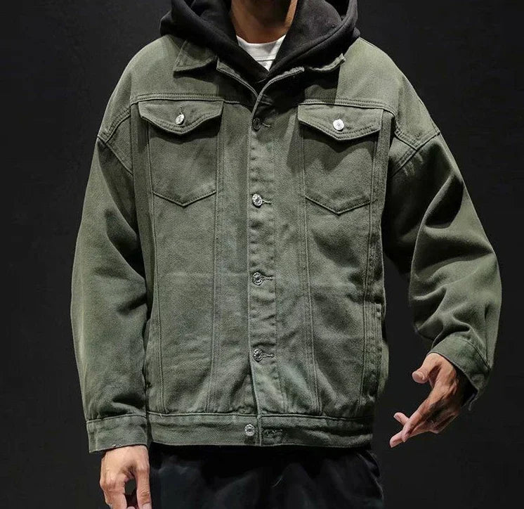 Men's Denim Jacket Autumn Male Jean Coats Black Cargo Big Size Menswear Korea High Quality Trendy Large Fast Delvery Outwear Y2k