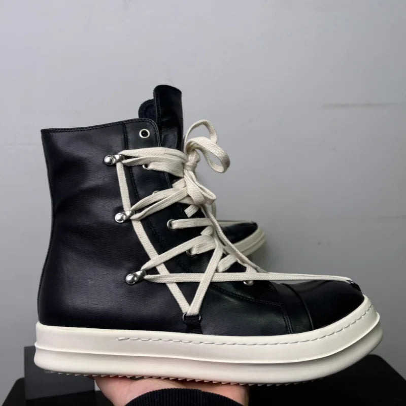Owees Design High Top Sneakers Platform Corss Tied Men's Casual Boot Shoes Women Sneakers Designer  Flats Ankle Botas Size