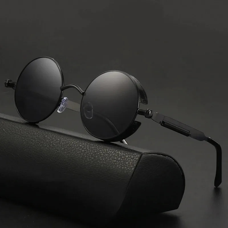 Retro Punk Sunglasses Round Anti Reflective Sun Glasses Men and Women Driving UV Protection Glasses UV400 Eyewear