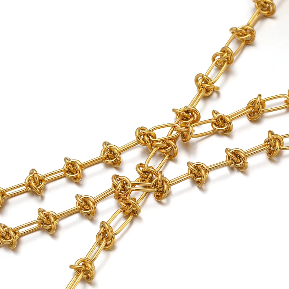1 Meter Stainless Steel Gold Chunky Knot Big Chains for DIY Hip Hop Men Necklaces Findings Bracelets Supplies Jewelry Making