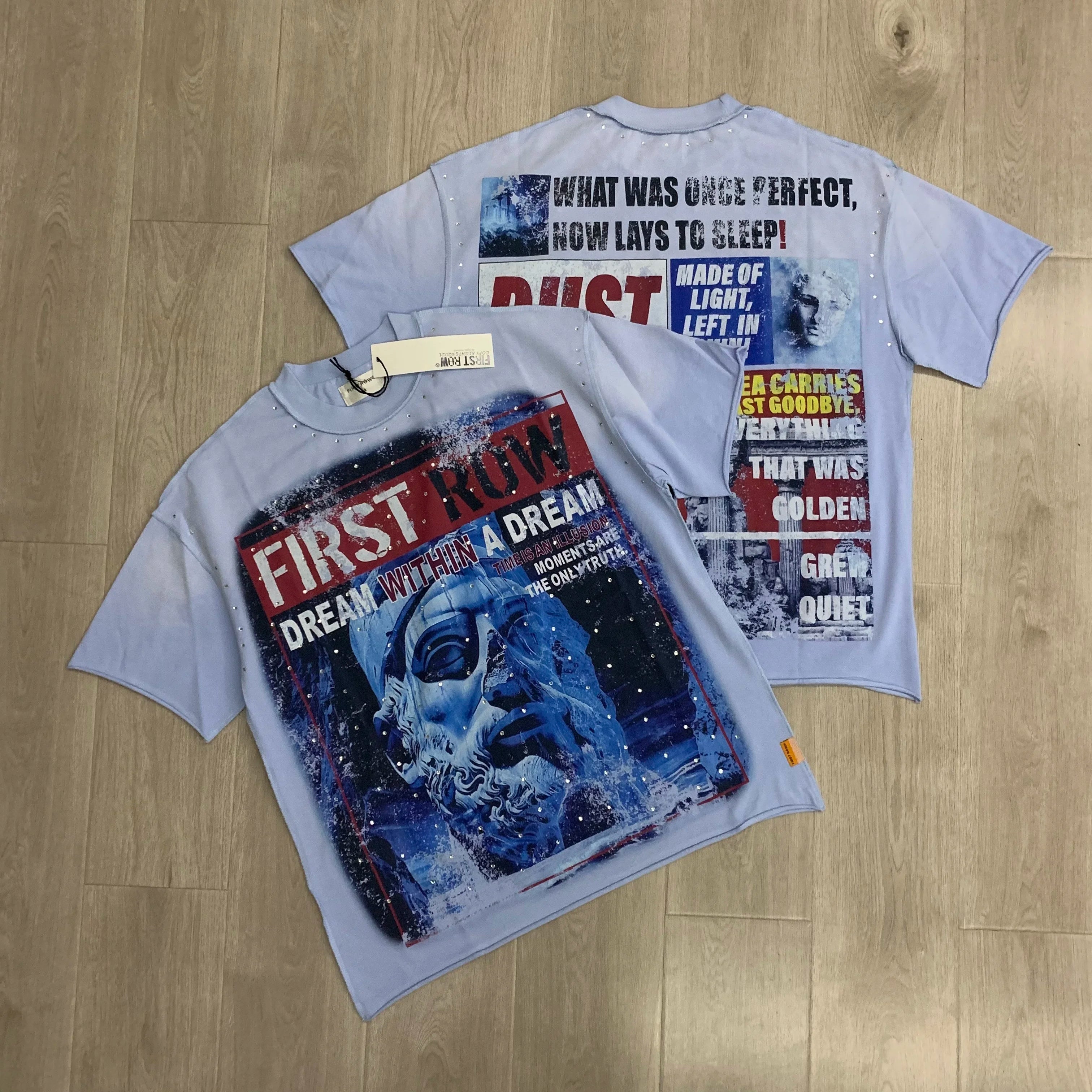 Streetwear Vintage Washed Diamond Cropped Tee for Men Crew Neck Short Sleeve Loose Cotton Rhineston Tshirts Oversized