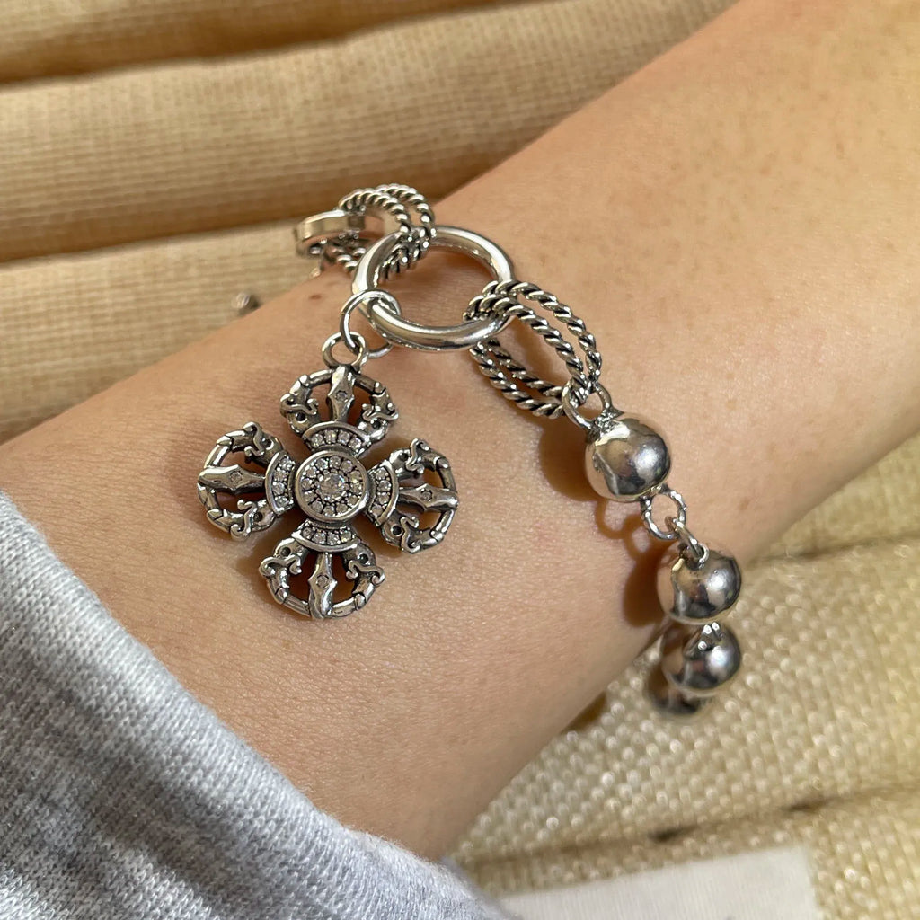 100% Solid 925 Sterling Silver Retro Bracelet for Women Men Vintage Handmade Flower Tassel Bracelet Birthday Gift