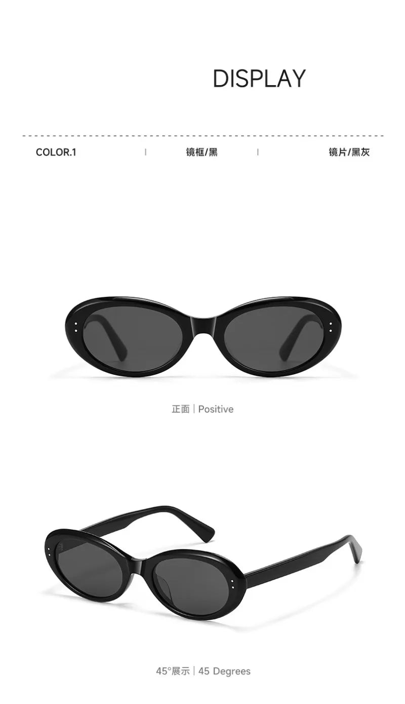2026 Acetate Black Sunglasses Women Cat Eye Glasses Woman Oval UV400 Eyeglasses Men Most Popular Travel Outdooor Eyewear 147mm