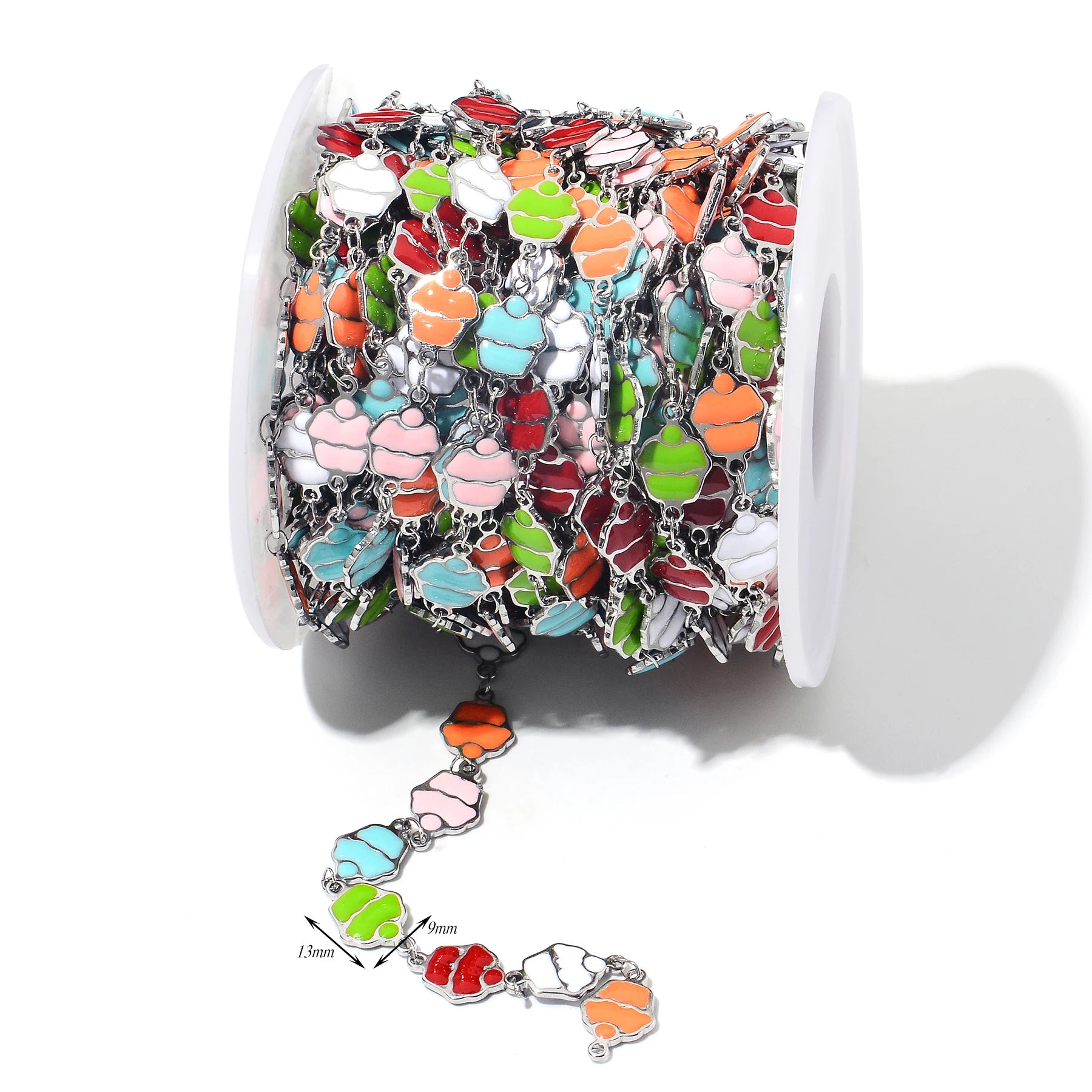 Wholesale 1M Stainless Steel Enamel Cake Chain Colorful Gold Handmade Chains for Women Bracelet Necklaces Jewelry Making Crafts