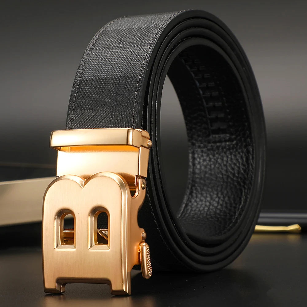 High Quality Luxury Brand Designer Canvas Belts Male Automatic B Buckle Men belts Genuine Leather Belt for men Strap for Jeans