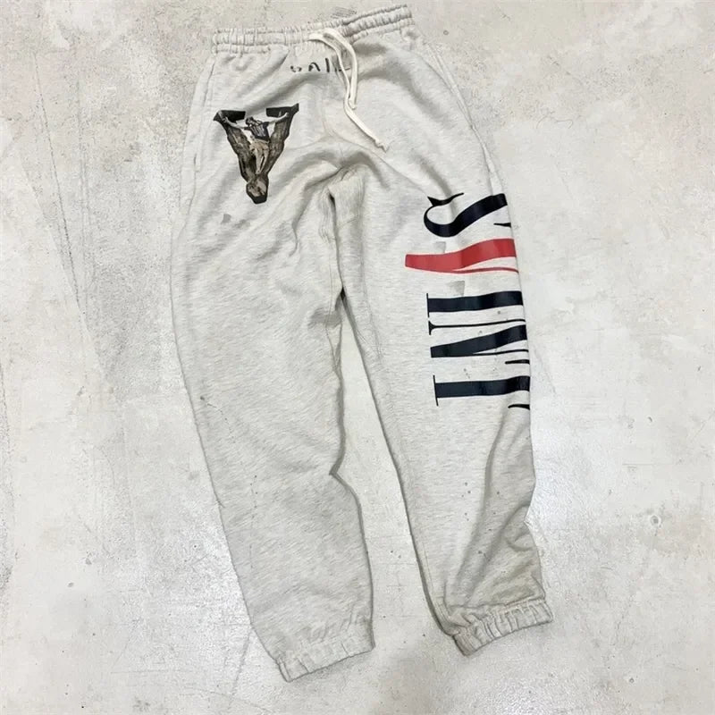 Sanskrit Printing Apricot Saint Sweatpants Men Women Jogger Drawstring Pants