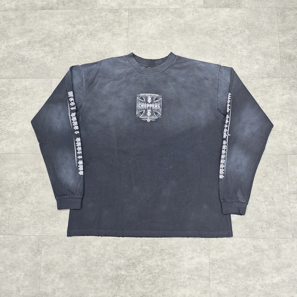 Yao Fashion Streetwear Luxuy Vintage Loose Baggy High Street Sport Autumn High Qualit Cotton Long Sleeve T Shirt For Men Unisex