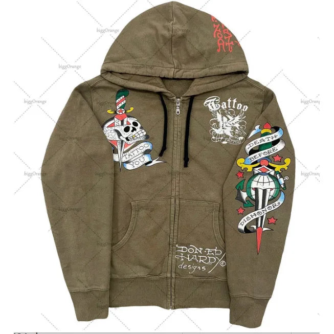 American Gothic Ro Skull Bones Oversized Hoodie Y2K Hip Hop Sle Streetwear No Brand Svel Other Material 00%