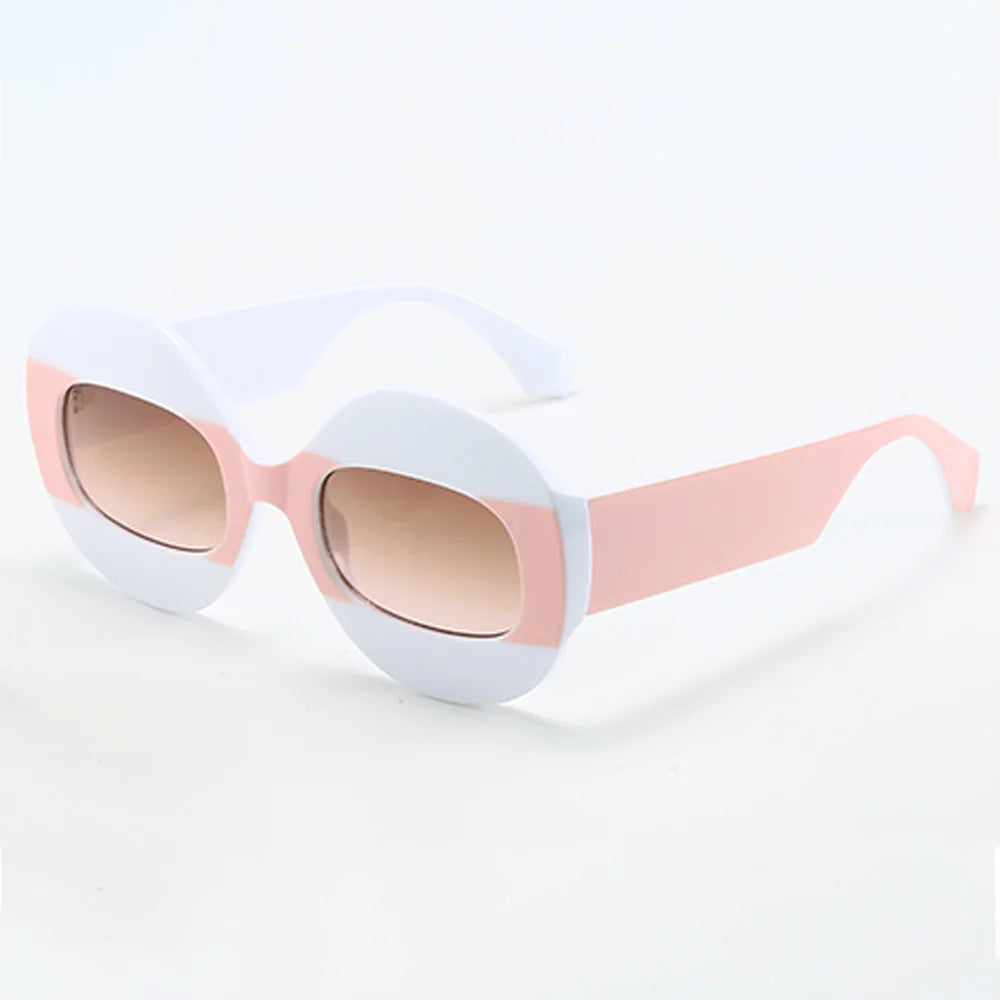 Trendy Hip-hop Men Women Personalized Sunglasses Transparent Two-color Sunglasses Oval Frame Sunglasses Large-sized Glasses