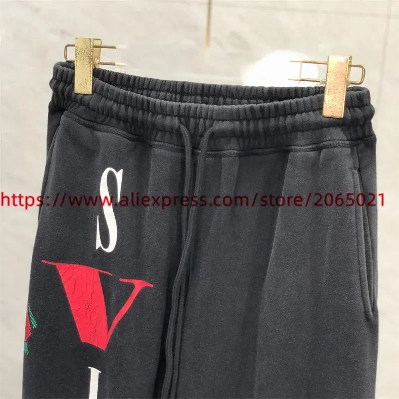 Sanskrit Printing Apricot Saint Sweatpants Men Women Jogger Drawstring Pants