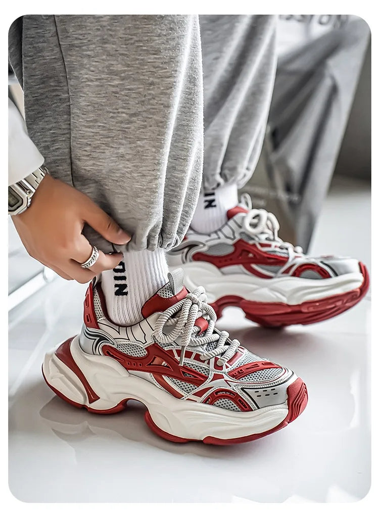 Men's Black Samurai Shoes Soft Bottom Anti-Slip Sports Running Casual Travel Heightening Dad Trendy Shoes Comfortable Breathable
