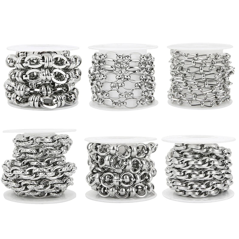 1 Meter Stainless Steel Oval Chunky Knot Chain Heavy Punk Necklaces Chains Handmade Bracelets DIY Jewelry Findings Making