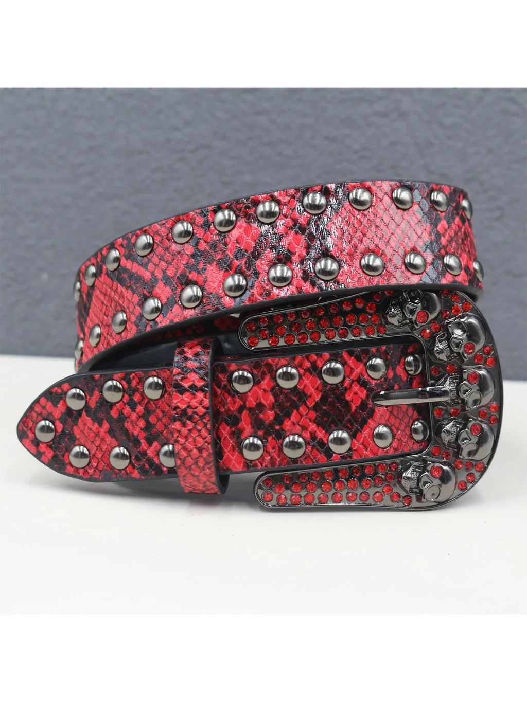 Snake pattern rivet skull Women's Belt Large size  Men Belt Punk Hip Hop Rock Style Subculture Y2K  Belt for Men and Women
