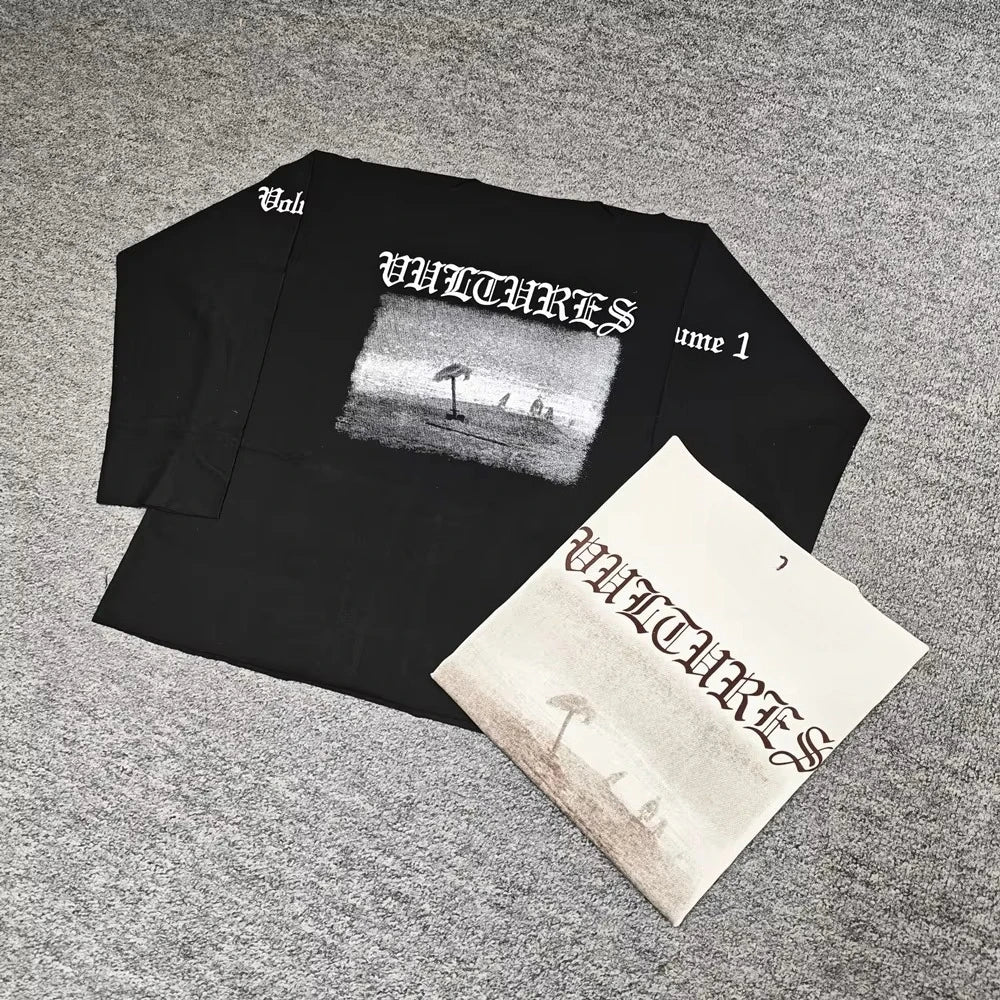 Streetwear long-sleeved T-shirts for men loose fit casual style Sanskrit pattern T-shirts unisex streetwear men clothing