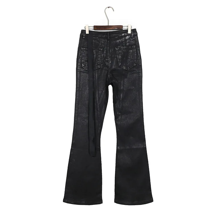 High Street Brush Wax Pentagram Washed Casual Jeans Men Women Fashion Pants Male Trousers Men's Clothing