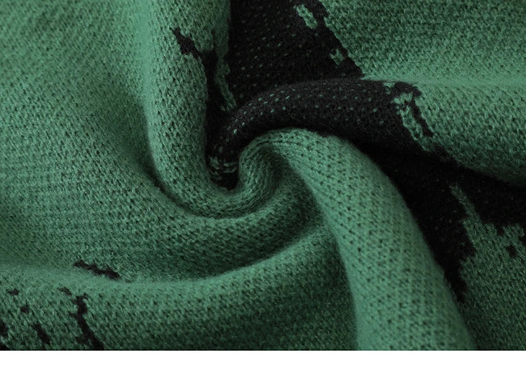 2025 Men Streetwear Ripped Sweater Distressed Vintage Letter Graphic Hip Hop Knitted Sweater Retro Pullover Sweater Hipster