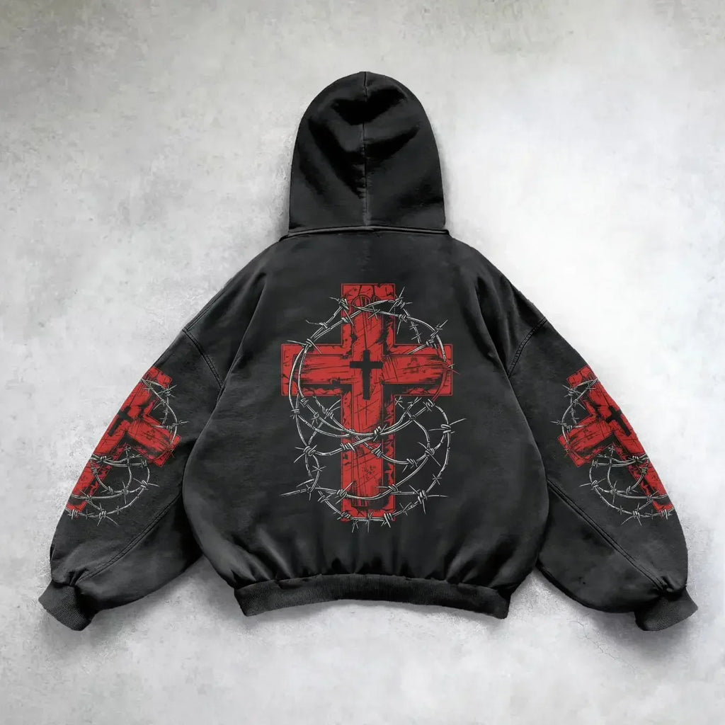 Harajuku y2k gothic white print design pattern black hoodie goth oversized hoodies women streetwear tops sweatshirt men clothing