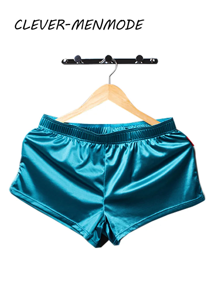 Men's Summer Silk Satin Solid Color Loungewear Shorts Casual Loose Home Pajamas Sleep Soft Bottoms Boxer Cool And Comfortable