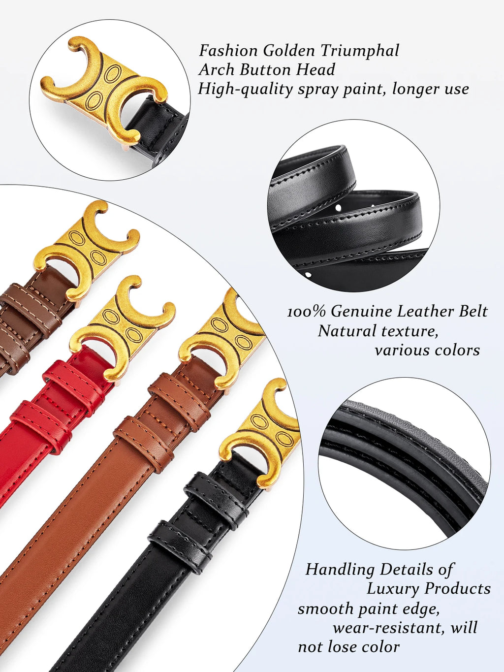 Luxury women's belts fashionable and versatile designer belts retro belts to match dresses and jeans