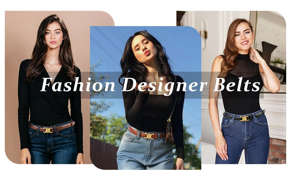 Luxury women's belts fashionable and versatile designer belts retro belts to match dresses and jeans
