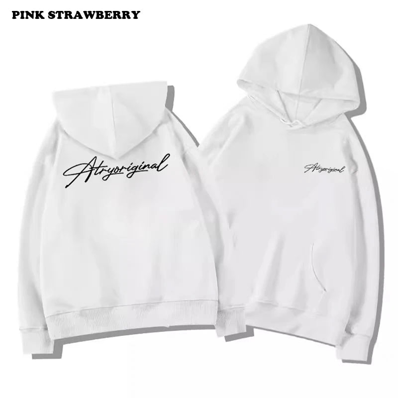 White-gray letter printed hooded sweatshirt for men and women, 25 autumn-winter new fashion loose casual Y2K top men's tracksuit
