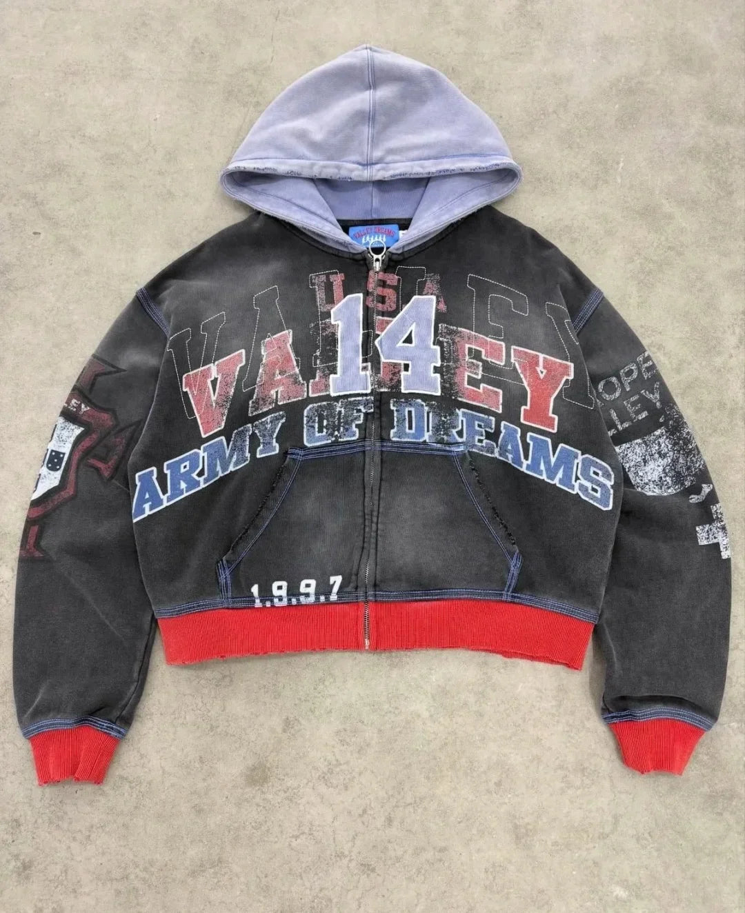 25ss High Quality Vale Washed Distressed  Hoodies Sweatpants Clothes Men Women Winter Autumn Casual Loose VALLEY  Pants