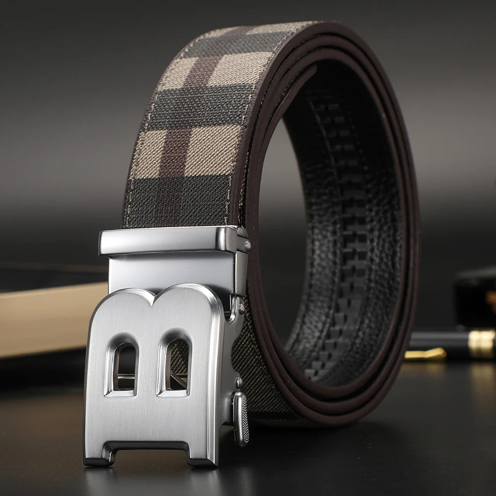 High Quality Luxury Brand Designer Canvas Belts Male Automatic B Buckle Men belts Genuine Leather Belt for men Strap for Jeans