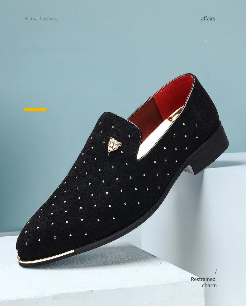 Luxury Men Dress Shoes Suede Men Casual Shoes Elegant Comfortable Loafers Designer Business Leather Shoes for Men Zapatos Hombre