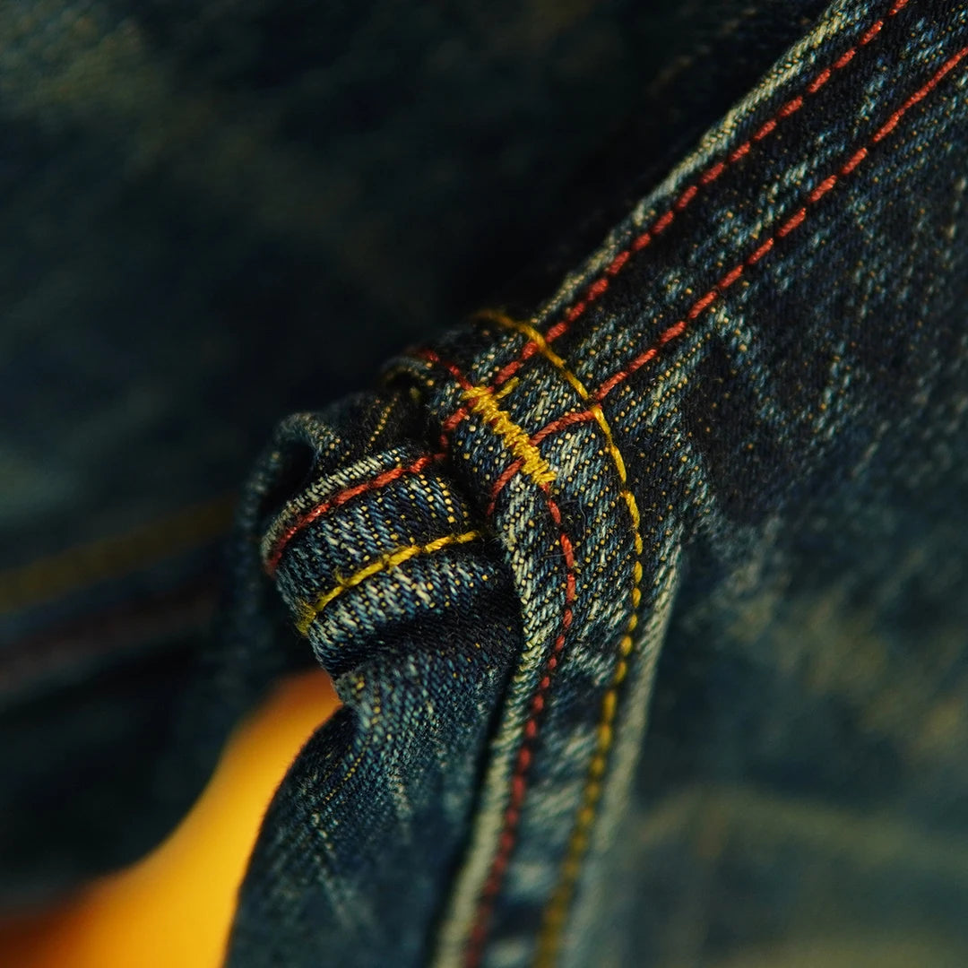 14.5oz Emerald Green Red Selvedge Denim Jeans for Men Autumn American Vintage 100% Cotton Casual Relaxed Straight Leg Pants 5KM